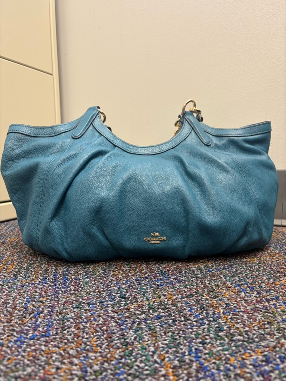 Coach Lily Teal Pebbled Leather Shoulder Hobo